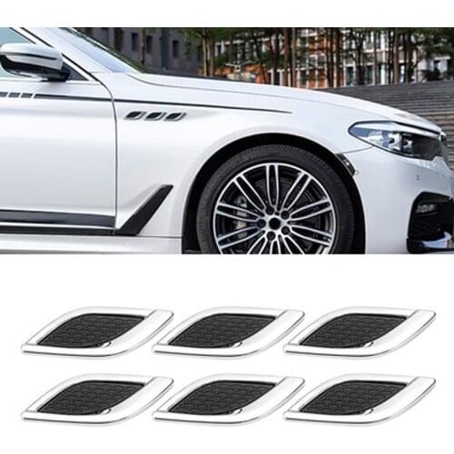 10cmx3.5cm Car Shark Gill Zinc Alloy 3D Sticker Simulation Side Air Outlet Body Decoration Car Sticker Suitable for Most Models