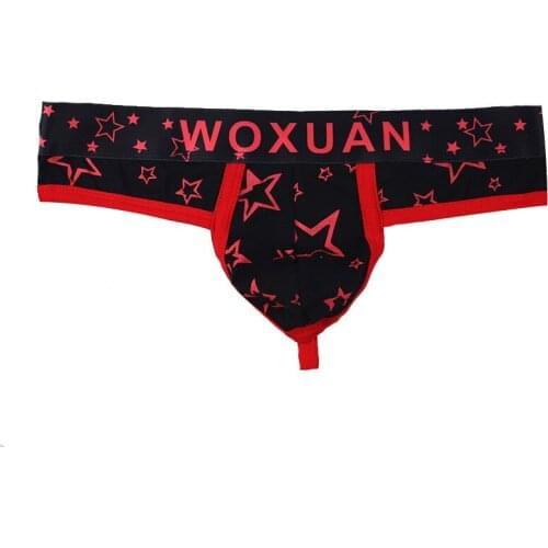 AIIOU Men Cotton Underwear Print Thong Jockstrap Sissy Panties Pouch Underpants Fashion Mens Thongs and G Strings Homme Pants
