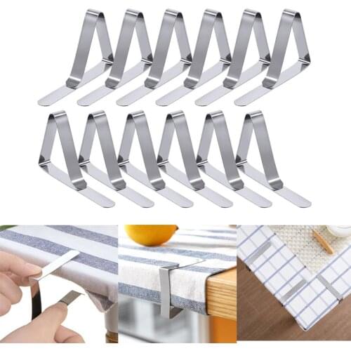 12 Pcs Desk Table Cloth Tablecloth Cover Clip Clamp Holder Party Stainless Steel Table Cloth Clips 2020 New