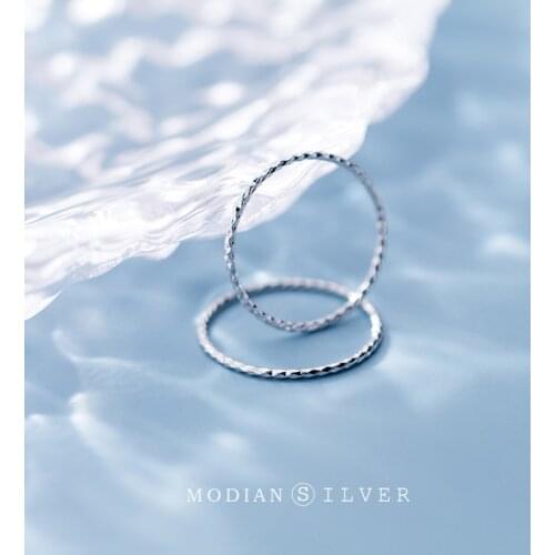 Modian Authentic 925 Sterling Silver Round Circle Slim Finger Ring for Women Simple Geometric Rings Fashion Fine Jewelry Bijoux