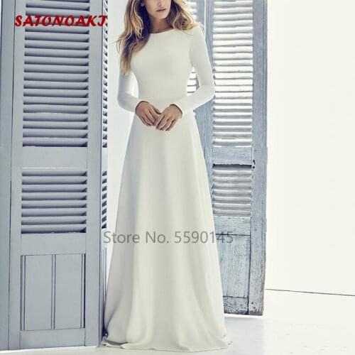 2020 New A-Line Modest Princesa Wedding Dress for Women With Long Sleeves Jewel Neck Short Train Bridal Gown Vestido De Novia