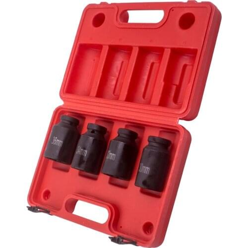 12 Point 4pcs 1/2'' Drive Deep Spindle Axle Nut Socket Set 30mm 32mm 34mm 36mm