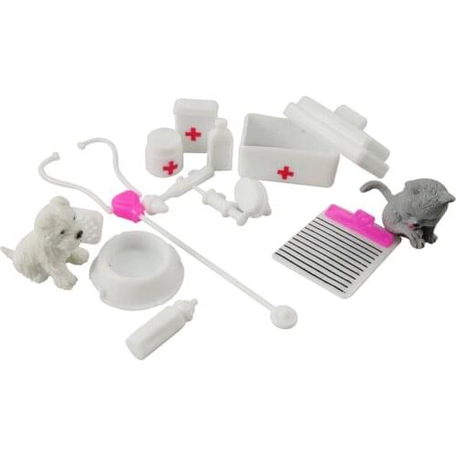 15 Pcs / Set Pets Nurse Doctor Tool Instruments Doll Accessories Play House Medical Kit Toys Girls Gift For Dolls supplies