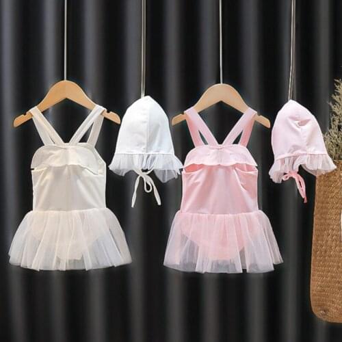 2021 Fashion Childrens One Piece Swimwear Bikini Sets Baby Girls Swimsuit With Hat Toddler Kids Bathing Suit Beach Wear