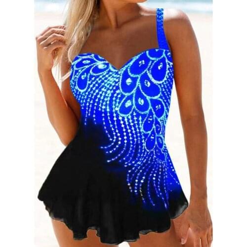 3D Print Tankini Swimsuits 2021 New Plus Size Swimwear Women Two Pieces Swimsuit Female Bathing Suit Skirt Bather Beachwear 3XL