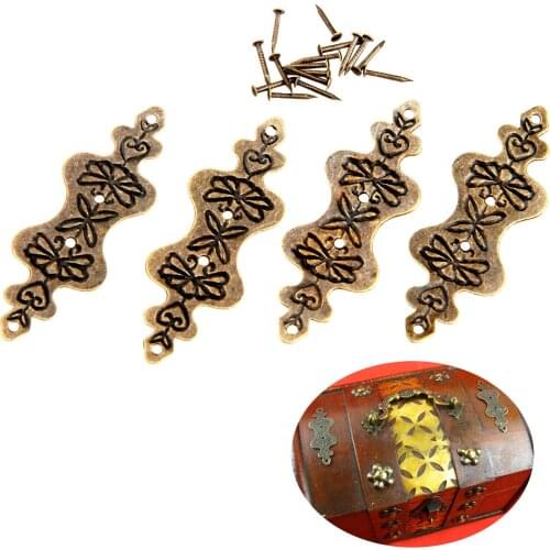 4pcs 56*20mm Wooden Case Corner Protector Furniture Fittings Antique Decorative Jewelry Box Corner Feet Leg