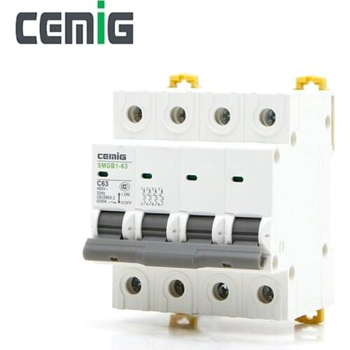 4P Miniature Circuit Breaker MCB Cemig SMGB1-63 AC400V~10A 16A 20A 25A 32A 40A 50A 63A