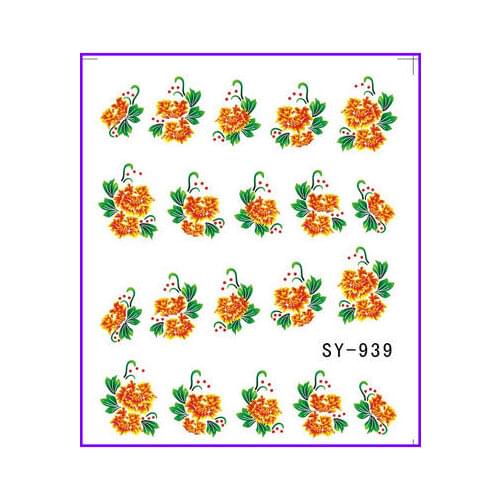 6 PACK/ LOT GLITTER WATER DECAL NAIL ART NAIL STICKER FLOWER VIOLET STRAMONIUM LILY SY939-944