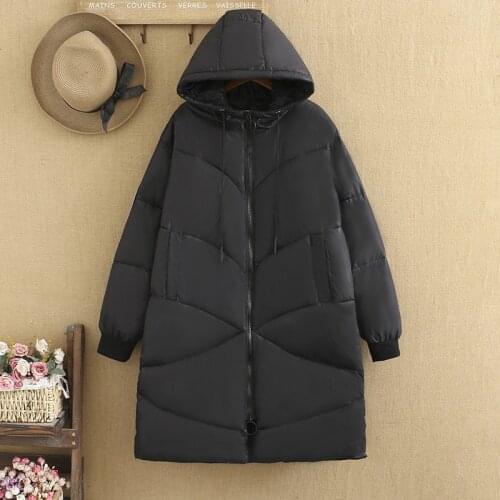Plus Size Cotton Coat For Women Plus Fertilizer Long Sleeve Padded Jacket Hooded Plus Thicken Large Size Winter Coat For Fatlady