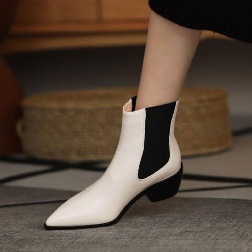 Boots Women Pointed Toe Ankle Boots for Women Short Plush Winter Shoes Women Botas Mujer 35-40
