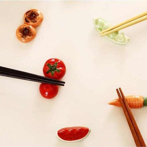 Japanese Ceramic Chopsticks Holder Creative Vegetable Shape Chopsticks Care Spoon Stand Rack Rest Kitchen Tableware Decoration