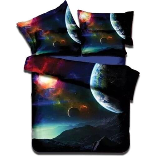 Home Textile 3D Printing Stars Bedclothes Universe Pattern Galaxy Bed Linens Pillowcase Sheet Duvet Cover Bed Cover Bedding Sets