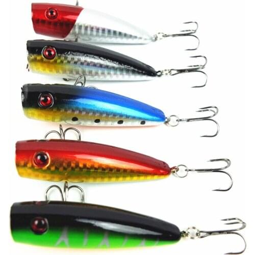 Hiumi 5Pcs 7cm 9g Big mouth bait Fishing Lure Fishing Floating Popper Poper Lure Hooks Bait Crankbait (2.75 inch 0.32 oz)