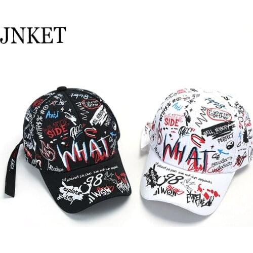 JNKET Graffiti Printing Unisex Baseball Cap Long Strap Hip Hop Cap Outdoor Sports Sunhat Fashion Snapbacks Hats Casquette