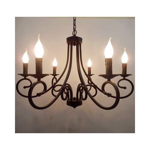 Europe style luminarias para sala de jantar bedroom ceiling led light black 6 arms e14 bulb indoor home decoration free shipping