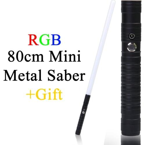 80cm Mini Lightsaber RGB 7 Colors Change Metal Handle Laser Sword Heavy Dueling Sound Two In One Light Saber Cosplay Stage Props