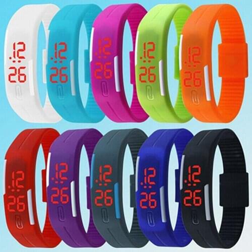 Unisex Fashion Silicone Red LED Sports Bracelet Touch Digital Wristwatch Sports Clock Bracelet Touch Digital Watch Reloj Mujer