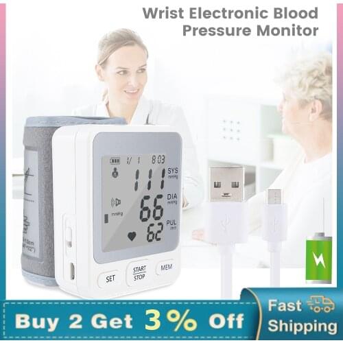 Wrist Blood Pressure Monitor USB Charging Automatic Home Digital Heart Beat Rate Meter Tonometer Sphygmomanometers Pulsometer