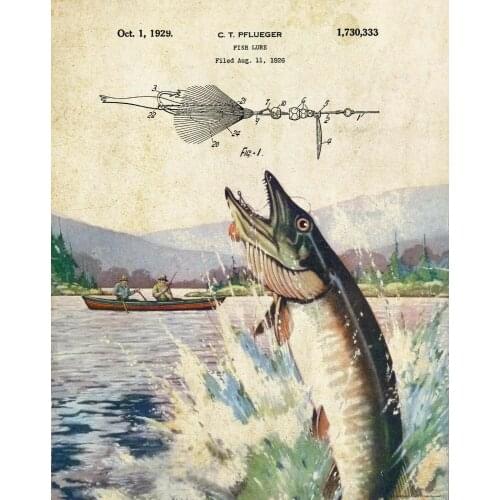 Muskie Fishing Lures Art print Silk poster Home Wall Decor