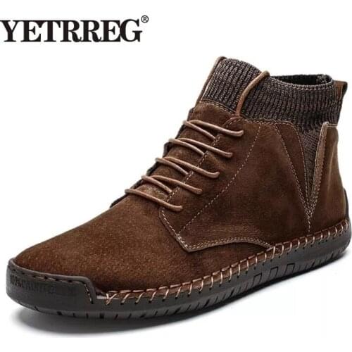 Brand Winter Warm Men Snow Boots High Quality Cow Suede Man Ankle Boots Fur Men Shoes Plush Autumn Basic Drive Boots Big Size 48