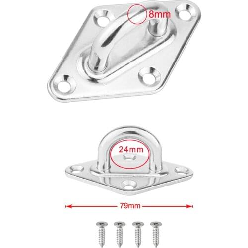 Stainless Steel Eye Plate Wall Hooks Ceiling Hooks With 4 Pieces Mounting Screws For Bimini Tops