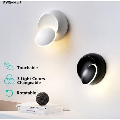 Wall Mount Touch Bedroom Wall Lamp Bedside 5W 3 Light Colors Changeable Decor Internal Wall Light For Living Room Aisle SYTMHOE