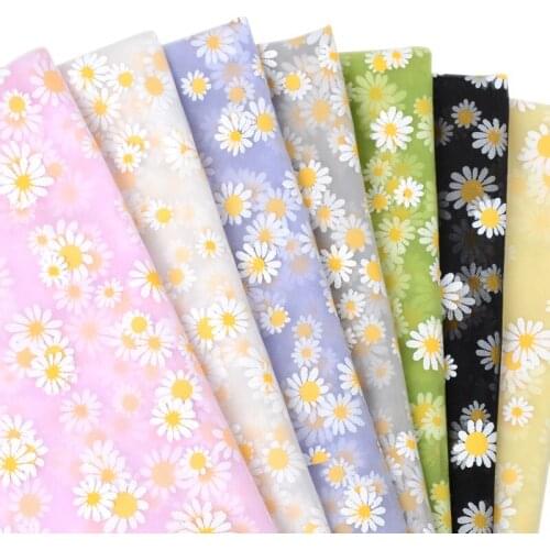 New Breathable Daisy Mesh Fabric 155cm Width 7 Colors Optional Soft Printing Clothing Wedding Dress Fabric For Summer Skirt