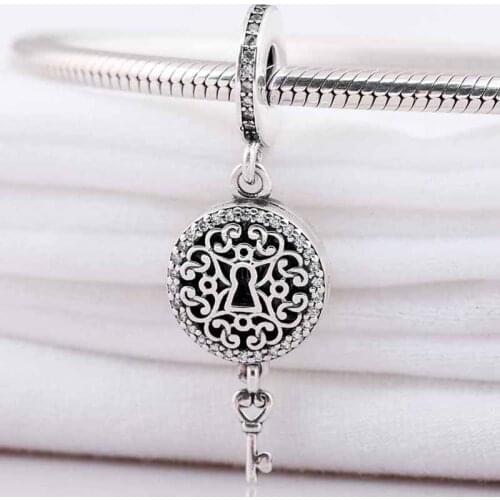 Original Openwork Key To My Heart Lock And Regal Key Pendant Beads Fit 925 Sterling Silver Charm Bracelet Diy Jewelry