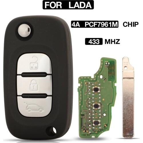 Kutery 5PCS Original Folding Flip Remote Car Key 3 Buttons 433MHz 4A PCF7961M For LADA Vesta XRAY X-RAY 2015-2019 TWB1G767