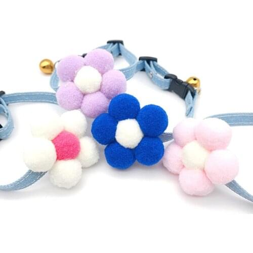 Cat Collar Hairball Flower Pet Colorful Cute Kitten Pluash Necklace Interactive Cats Stretch Elasticity Rope Puppy Neck Strap