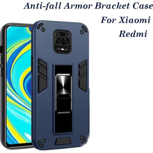 Shockproof Armor Bracket Magnetic Case For Xiaomi Redmi Note 9 9s 8 7 Pro 9a 9c Lnvisible Bracket Protective Cover