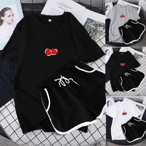 Jogging Sports Home Set Women Summer Tracksuit Shorts Short-sleeved T-shirt Sportswear Suit Cute Casual Loose Outfit Nightgown