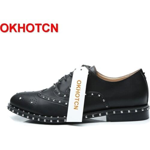 Bordered Rivet Smoking MenS Flat Shoes Black Cow Suede Leather Men Shoes Lace Up Brogue Shoes Handmade Spring Men Spike Shoes