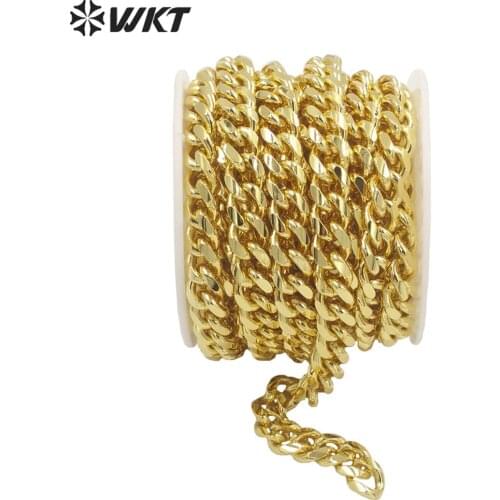 WT-BC159 Wholesale fashion gold electroplated Big thick faceted Necklace Chain Women popular brass metal chain sell by meter