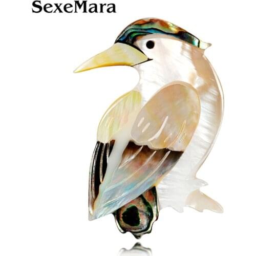 ZiccoWong Fashion Bird Brooch Vintage Animal Bird Natural Shell Scarf Lapel Pin Badge Animals Brooches For Women Girl Party Gift