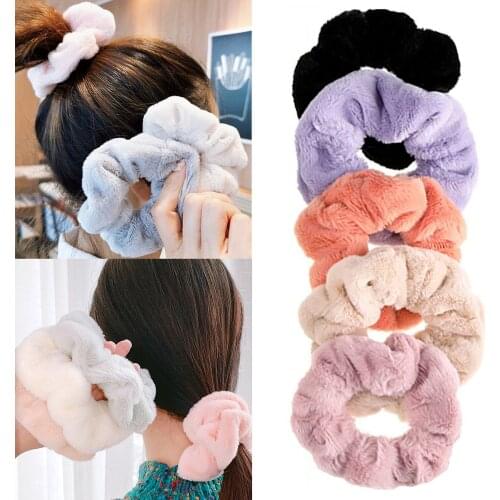 Soft Plush Scrunchie Women Girls Winter Warm Elastic Hair Rubber Bands 2021 Korean Hair Ring Ponytail Holder Hair Accessories