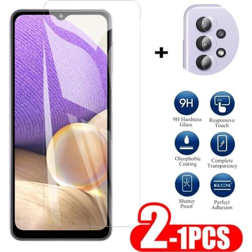1-2Pcs Screen Glass For Samsung A32 Screen + Camera Protector On For samsung a32 a02 a02s a42 screen Lens Tempered for a32 Glass