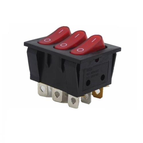 1PCS 9 Pin 15A 250V Red Button Rocker Switch KCD3-303 Rocker Power Switches S