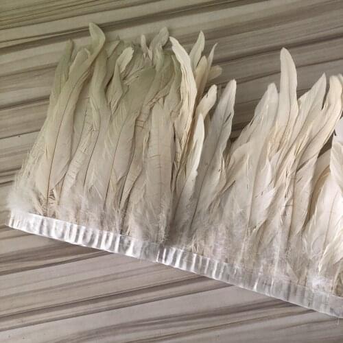 10 Meters Raw White Pheasant Feathers Trims Fringes 10-12 Inch Rooster Feather Ribbon Sewing Feathers for Jewelry Making Plumas