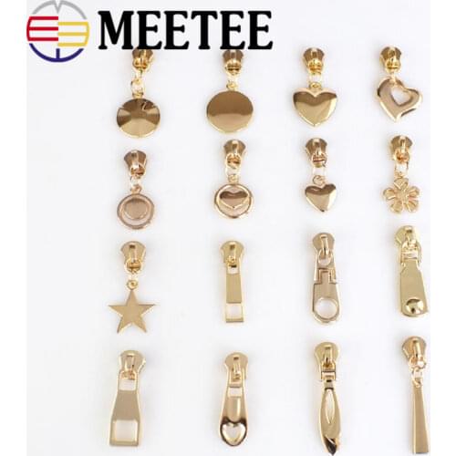 10pc Meetee 5# Metal Zipper Sliders Head Puller DIY Zip Repair Kit for Sewing Clothing Bags Suitcase Garment Tailor Accessories