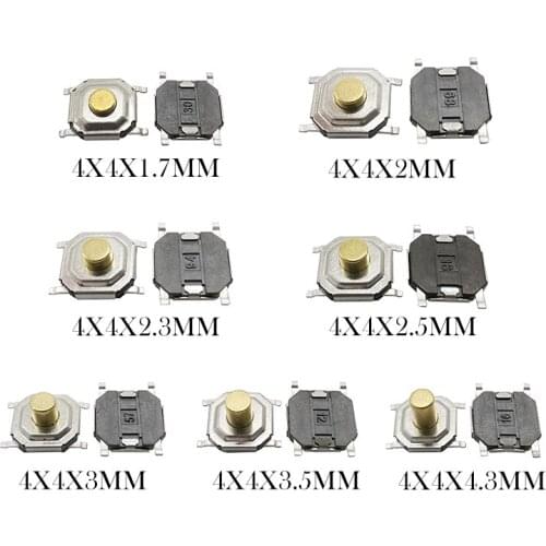 100PCS 4x4MM PCB Tactile Push Button Switch Micro Switch Mini Momentary Tact Switch Key Button SMD 4Pin Mini switch