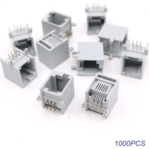 1000PCS RJ12 6P Right Buckle Connector Socket Female-plug DIY EV3 NXT Cable Accessories