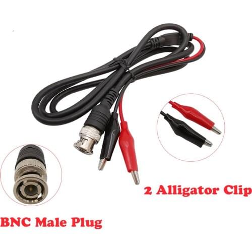 2Pcs BNC Male Plug to 2 Alligator Clips Test Leads Connector 1M Test Probe Lead Cable BNC Male Plug to Dual Clip Test Connector