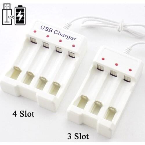 3/4 Slot port USB AA/AAA 14500 1.2V Rechargeable Battery Li-ion Charger Universal Quick Chargeing plug DC 5V 1A Adapter