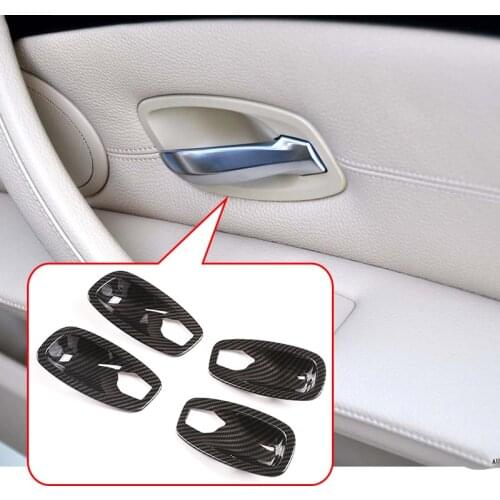 4 Pcs ABS Chrome Carbon Fiber Car Interior Car Door Bowl Cover Trim For BMW 5 Series E39 E60 E61 Accessories