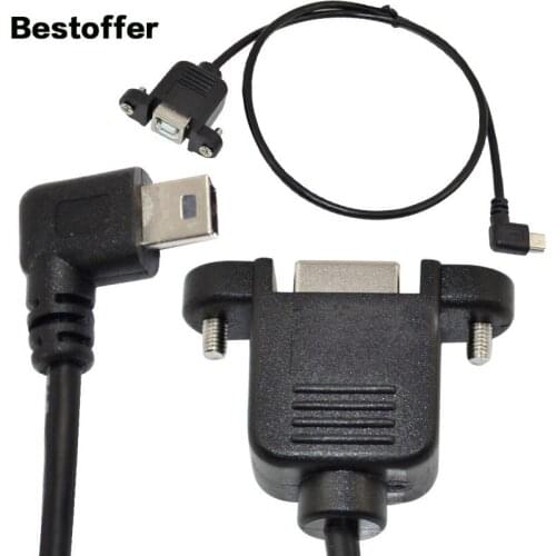 50cm USB2.0 B Female to Mini 5Pin Male 90 Degree Elbow USB Extension Cable For Desktop Laptop