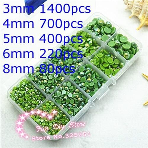 AB dark blue flat back pearl 3-8mm 2800pcs ABS half pearl