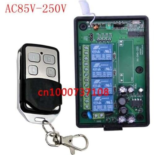 AC85v~250V 110V 220V4CH RF Wireless Remote Control Relay Switch Security System Garage Doors, Electric Doors