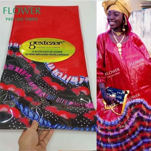 African Shiny Printed Bazin Riche Fabric For Gambia Wedding Bride Or Bridesmailds Dresses Top Quality Bazin Riche Gextczer