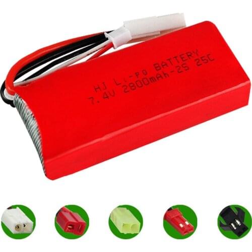7.4V 2800mAh Rechargeable Lipo Battery for Feilun FT009 RC Boat Spare Parts 7.4 V high capacity battery with SM/JST/EL-2P/T Plug
